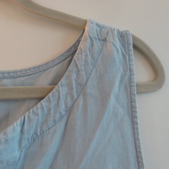J. JILL Light Denim Maxi Chambray Dress Coastal Lagenlook Minimalist Size XL P - Picture 5 of 15